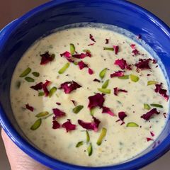 A picture of Vegan Doodh 🥛 Red Poha With Caramelized Jaggery.