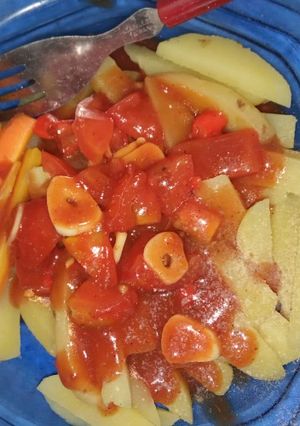 Foto resep Kentang wortel siram saos barbeque pedas