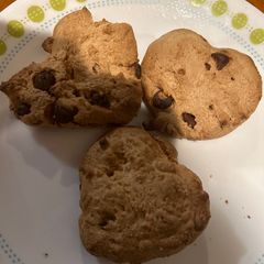 A picture of Heart shaped chocolate chip cookies.