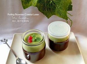 Foto resep Puding Brownies Cokelat Lumer Vla Matcha