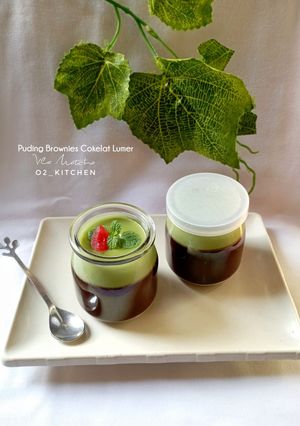 Foto resep Puding Brownies Cokelat Lumer Vla Matcha