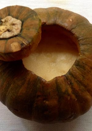 Hình của món Flan bí đỏ.