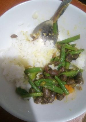 A picture of Rice French beans/black beans.