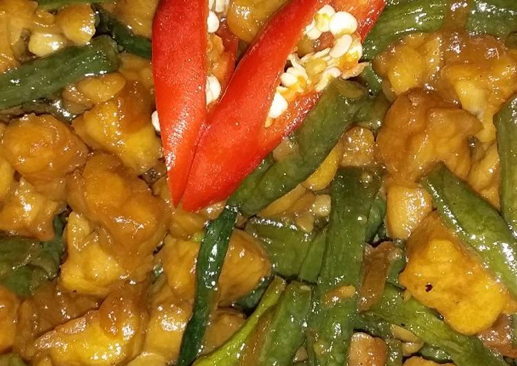 Tumis tempe kacang panjang