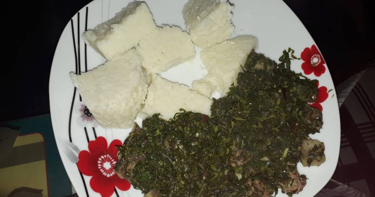 Ugali nyama-spinach #localfoodcontest_mombasa Recipe by Rose Njeri.