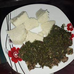 A picture of Ugali nyama-spinach #localfoodcontest_mombasa.