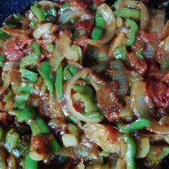 A picture of Capsicum onion Sabji.
