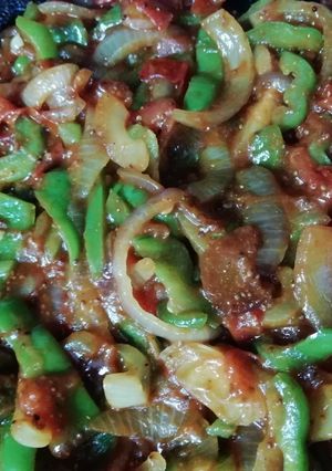 A picture of Capsicum onion Sabji.