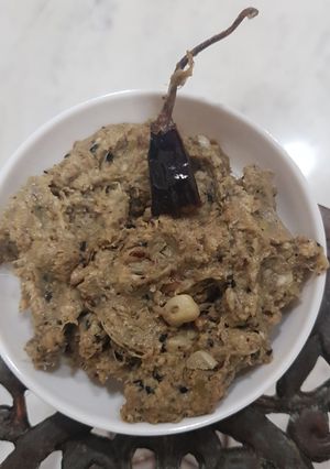 A picture of Banana peel bharta.