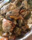 Muslos de Pollo al horno con vegetales y mostaza.✌️☺️