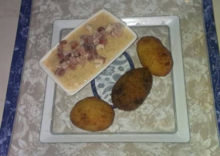 Croquetas de cola de toro con salmorejo