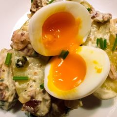 A picture of Loaded warm potato salad.