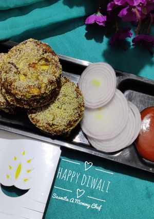 A picture of Raw banana and rajma cutlets.