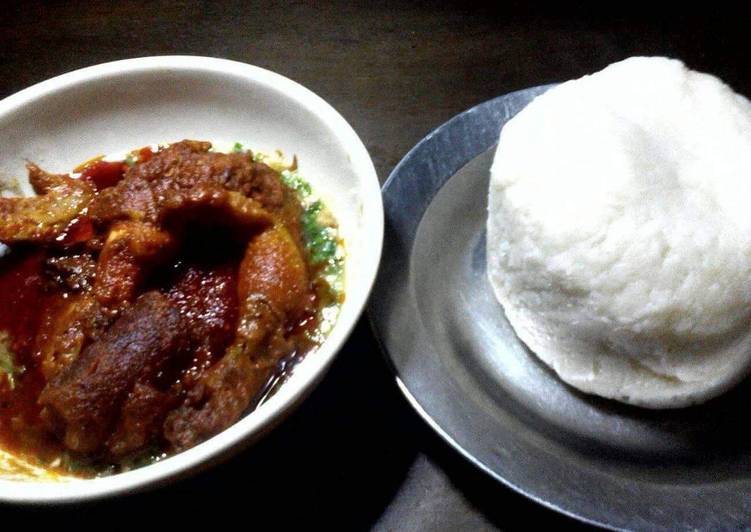 Okro with buka stew and poundo