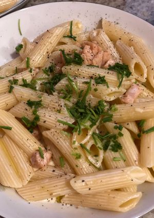 Una foto de Fideos con Salmón Ahumado