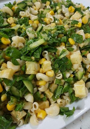 صورة لوصفة سلطة المعكرونه بالبطاطس والذرة 🌽🌶