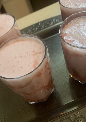 صورة لوصفة عصير الموز بالفراوله يسرسح😋🍓🍌