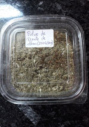 Una foto de Polvo de diente de leon. "Pon flores en tu boca"