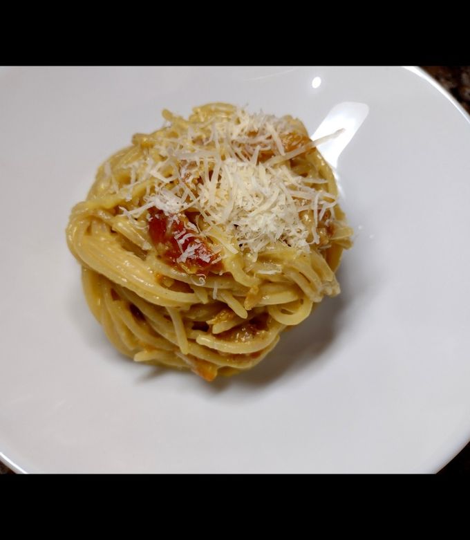Una foto de Spaghetti a la carbonara
