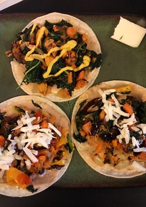 A picture of Bacon, Kale and Sweet Potato Tacos.