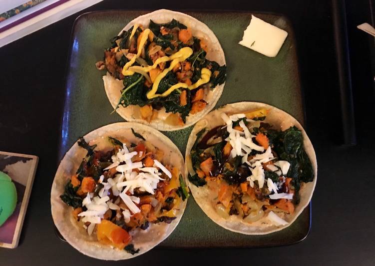 Bacon, Kale and Sweet Potato Tacos