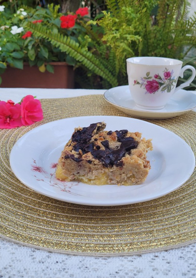 Una foto de Crumble de naranja y chocolate