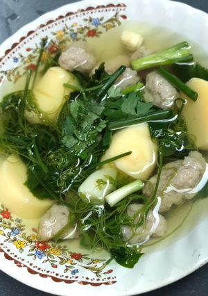 รูปของ แกงจืดตำลึงเต้าหู้หมูเด้ง