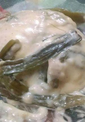 Una foto de Pencas de acelga con salsa blanca, jamón y queso cremoso