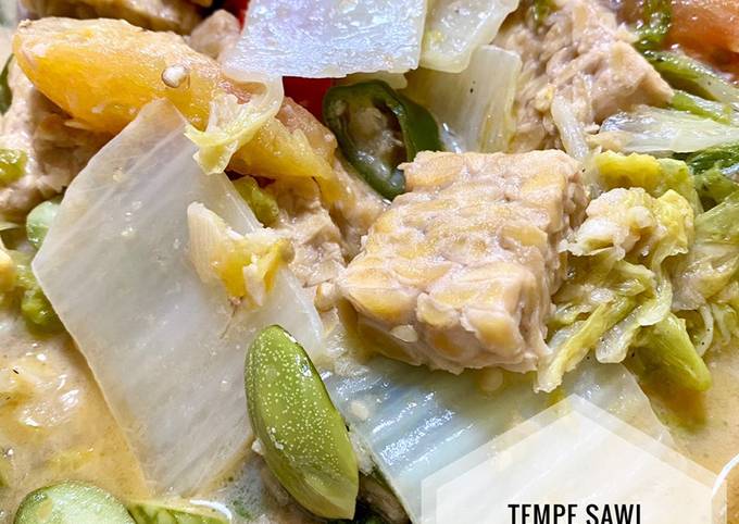 Tempe Sawi Putih Pakai Pete Masak Santan