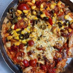 A picture of Bread Yummy wheat Pizza in Pan.
