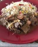Guisado con asado a la parrilla