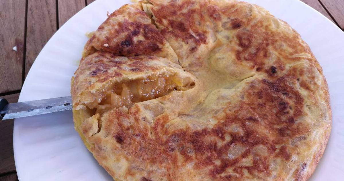 TORTILLA DE PATATAS con cebolla en sartén doble!!! 