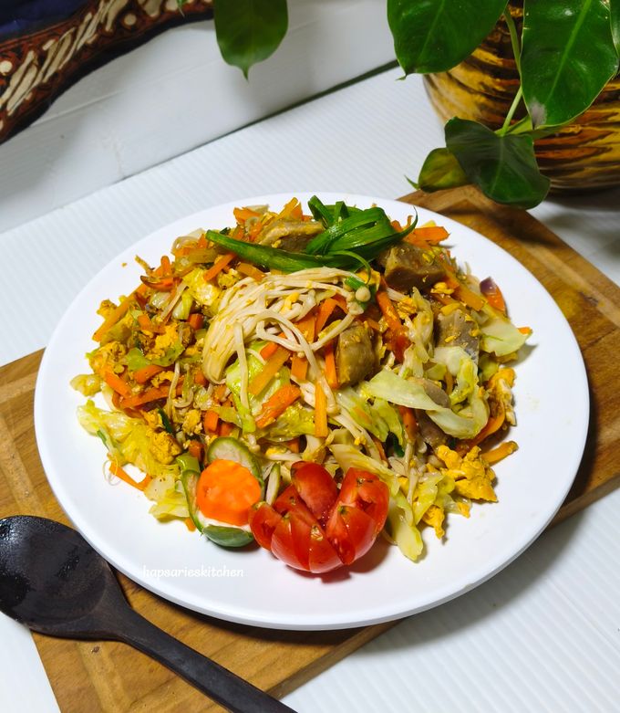 Foto resep Orak Arik Telur Wortel Kubis Jamur Enoki