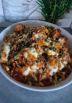 Une photo de 🍗🧀 Tasty crousty coquillettes façon restaurant