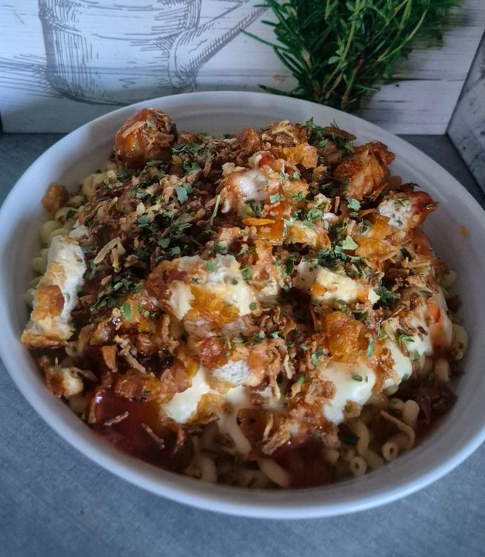 Une photo de 🍗🧀 Tasty crousty coquillettes façon restaurant