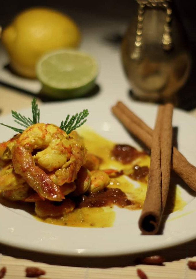 Una foto de Curry de Langostinos con Leche de Coco y Limón