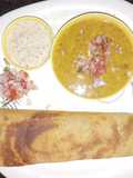 Masala Dosa with Sambar and Coconut Chutney