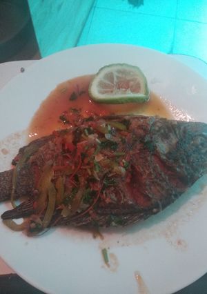 A picture of Wet fry fish.