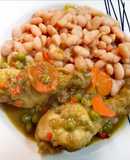 Frejoles con seco de pollo