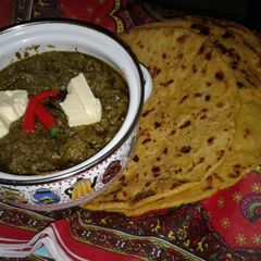 A picture of Sarso ka saag and makai ki roti (my mother's recipe).