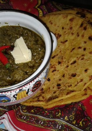 A picture of Sarso ka saag and makai ki roti (my mother's recipe).
