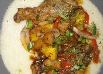 Ultimate Prepare Recipe Sweet  Spicy Pineapple chicken legs on grits Practical Delicious