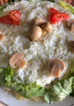 عکسی از دستور سالاد قارچ روسی