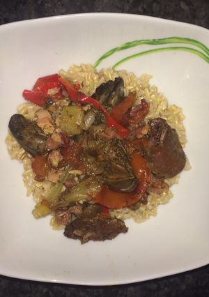 Tepsis csirkemáj recept fotója