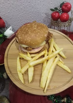 A picture of Kentucky fried chicken burger.