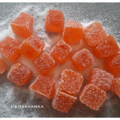 A picture of Orange Jelly Mithai (Jelly Candy with Fresh Orange juice).