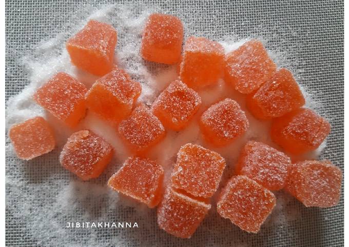 Orange Jelly Mithai (Jelly Candy with Fresh Orange juice)