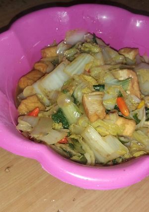 Foto resep Tumis sawi putih + tahu budget 5000
