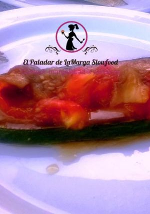 Una foto de Calabacín asado en mantequilla con escalibada