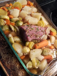 A picture of Corned Beef & Vegetable Bake.